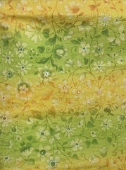 Vibrant Seersucker Flowers Summer Cotton Fabric 3 Yds Floral Yellow & Green