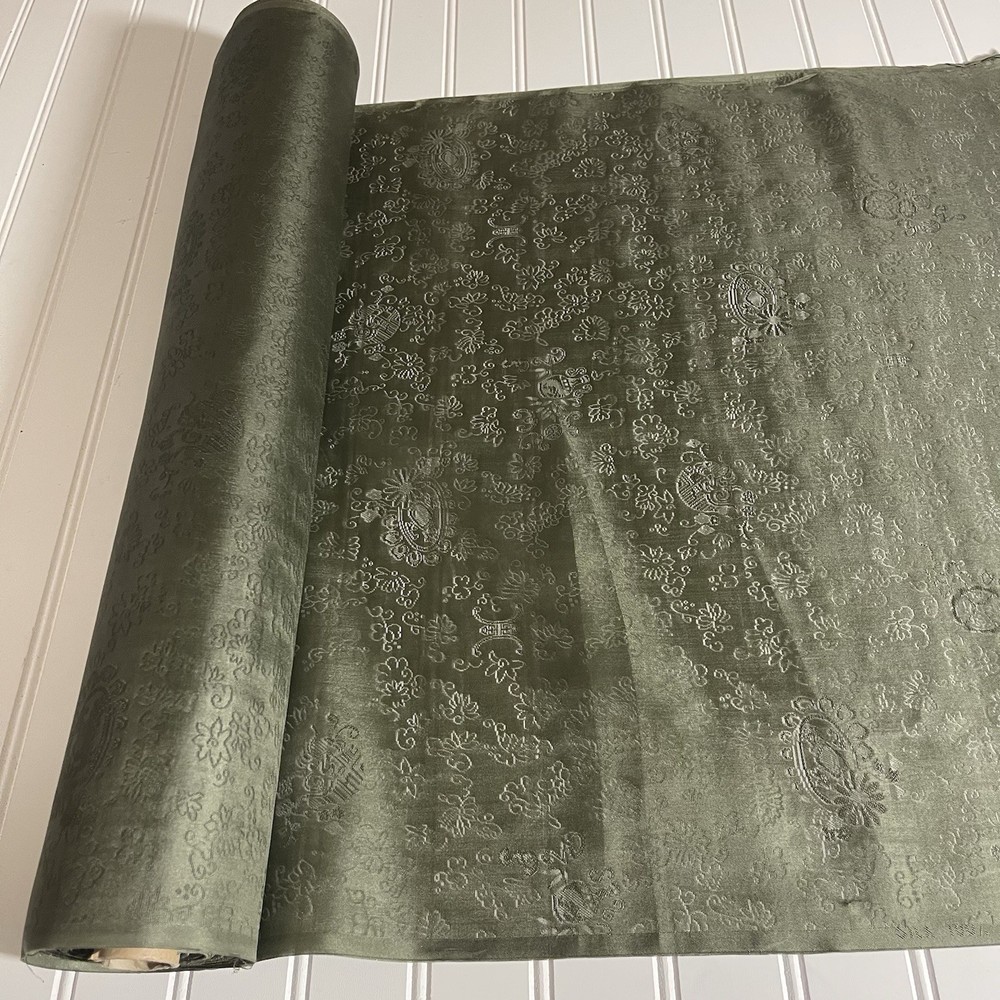 SILK Olive green, FABRIC 10 Yards x 22 Inches Wide or 360 Inches x 22 Wide