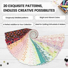 Craftido-18 Options-100% Cotton Jelly Roll Fabric Precut Fancy Waterlily Pond