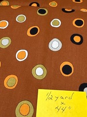 Retro Circle Pattern Fabric by Cranston 1/2 yard x 44″ Cotton Brown Orange Green