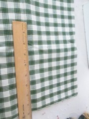 Estate Find VTG Green & White Plaid Striped Fabric, 45″ W. x 1 YD +14″, New