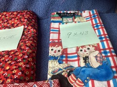 Lot of sewing fabric reds raggedy ann andy for quilting projects remnants