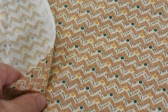 By 1/2 Yd, Vintage, Brown & Cream Chevrons, Purple & Yellow Dots, Springs, V272