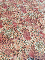 VINTAGE Peacock Feathers Upholstery Fabric VELVETEEN? UNSURE 1980’s 36″ X 58″