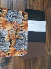 Lot of Fabric, Safari Animals, Solid, black, white, brown, 15oz