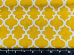 Tina Scrap 9″x21″ Leaves Moroccan Tile Mosaic Simple Yellow White Cotton Fabric
