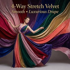 Stretch Velvet Fabric 4 Way Spandex Polyester 60 Inch Wide Soft Luxury