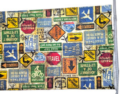 Travel Getaway Road Signs Sewing Fabric Fat Quarter 18 x 21-inch Cotton Craft