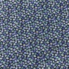 Fabric Composed Of Tiny Blue Teal & White Blossom On Dark Navy 36” X 42”