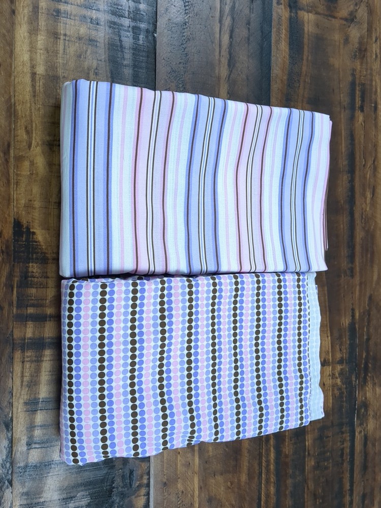 Lot of Fabric, stripes and circles, pink and purple, 2lb 5oz