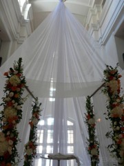 White 116″ wide semi-sheer Voile by yard, party decoration, craft. Free swatches