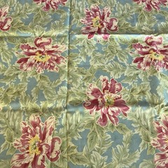 Poetry Collection Large Pink Floral Rose On Dusty Blue April Cornell BTY