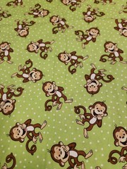 Monkeys On Lime Green White Polka Dot Fabric Sewn Into Pillow Case 38×30 cotton