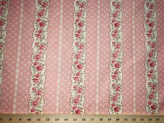 Pink Roses Floral Vintage Look Shabby Chic Apparel Quilting Cotton Fabric t1/1