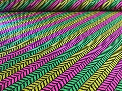 Neon Hot Pink Lime Green Lemon Yellow On Black 1/2 Yard. 100% Cotton