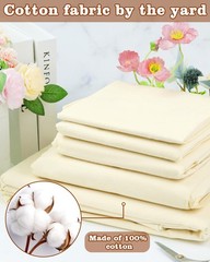 FIVEIZERO 100% Cotton Muslin Fabric by The 1 yard pre cut, Natural Unbleached