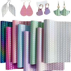 8 Pcs/Set Rainbow Embossed Texture Faux Leather Sheets 8.3X11.8 Inch Synthetic P