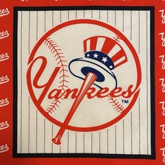 NY Yankees Cotton Fabric Panel 17″ x 16 1/2″ OOP Rare MLB Baseball Bat Sports