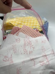 Mixed Fabric Scrap Bag Cotton Prints Gingham Floral Christmas Snowflake Craft