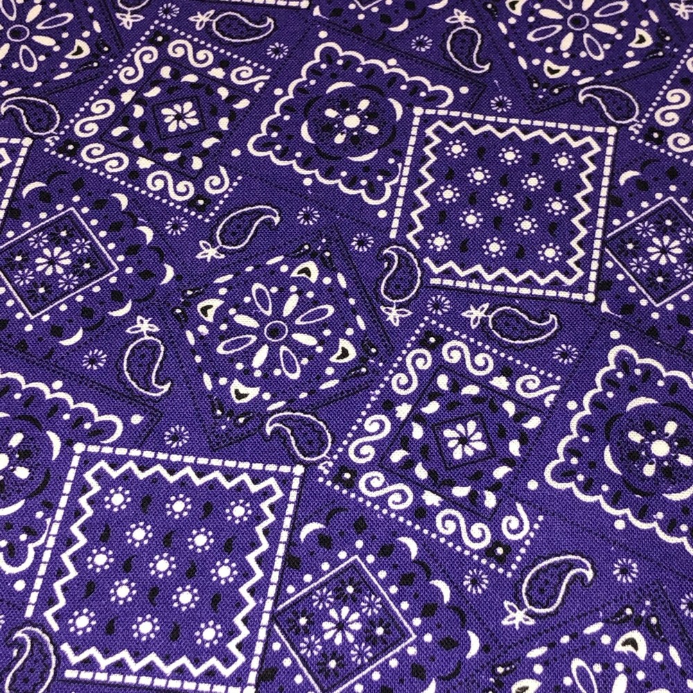 Purple – Blazin’ Bandana 100% cotton fabric by the yard 36 x 44 – Purple