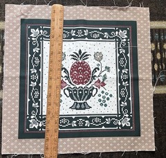 VT Cranston Faux Cross Stitch Pineapple in Vase Pillow Square 17½” to Quilt