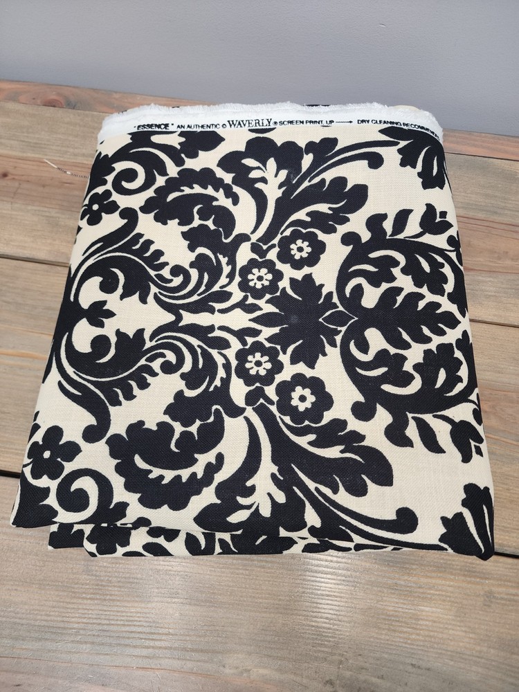 Waverly Essence Gray Off White Damask Upholstery Fabric 4 yards