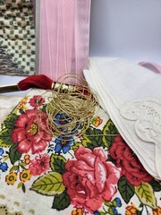 Vintage handstitched PINK Slow Stitch Junk Journal Kit Craft Sewing Buttons