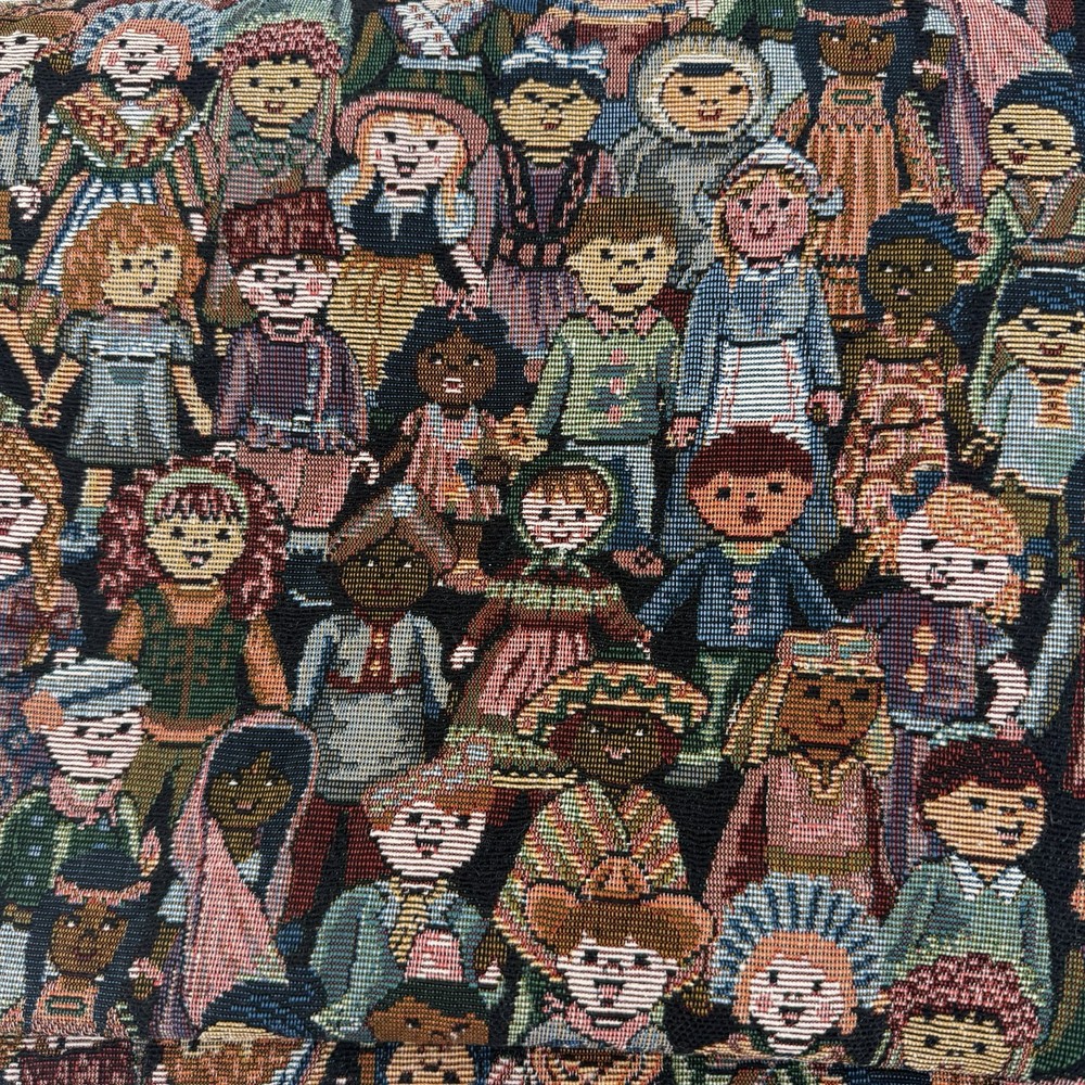 2.5 Yards Vintage Children of World Tapestry Fabric 54×93 Heavy Sewing Material