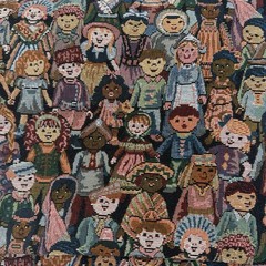 2.5 Yards Vintage Children of World Tapestry Fabric 54×93 Heavy Sewing Material