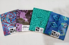 4 Bundles New Batik Fabric Fat Quarters JoAnn 18″x 21″ purple blue green India