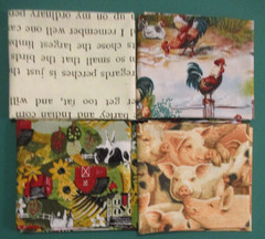 Cotton Quilt Fabric Lot of 4 FQs Farm Chicken Cow Pig Barns