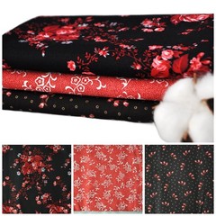 Red Roses 3 Half Yards Bundle, 1 1/2 Yards Total, 100% cotton