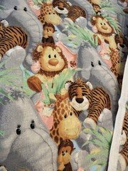 2008 Patty Reed JUNGLE BABIES Cotton Fabric Baby Lion Monkey Giraffe Animals 1YD