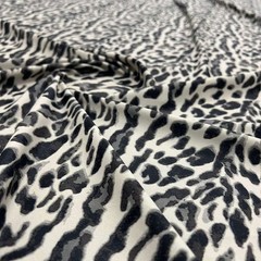 Black & White Animal Print Leopard Stretch Spandex Fabric by Yard for Swimwear