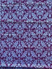 RILEY BLAKE FABRIC~2014~Damask~MAGENTA WHITE MOTIFS~43 x 55~SINGLE CUT COTTON~