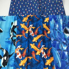 Cotton Fabrics Blue Dots Koi Fish Whale Shark Ocean Kids Room Pillows Bedding