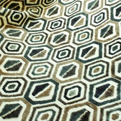 Bottle Green & Brown Geometric Printed Velvet Fabric By The Yard, Upholstery