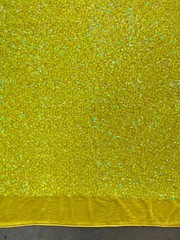 Stephanie IRIDESCENT YELLOW Sequins on YELLOW Stretch Velvet Fabric by the Yard