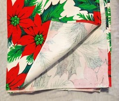 Vintage Fabric – Christmas Holiday Poinsettia Table Cloth / Festive DIY Projects