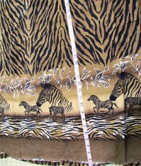 1 yd x 54″ Rayon Fabric Single Border Zebras & Florals, Tans (greenish Tint)