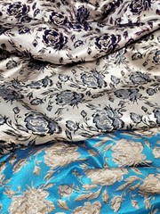 Gray Black Floral Flowers Brocade Gold Metallic On Beige Jacquard Fabric By Yard