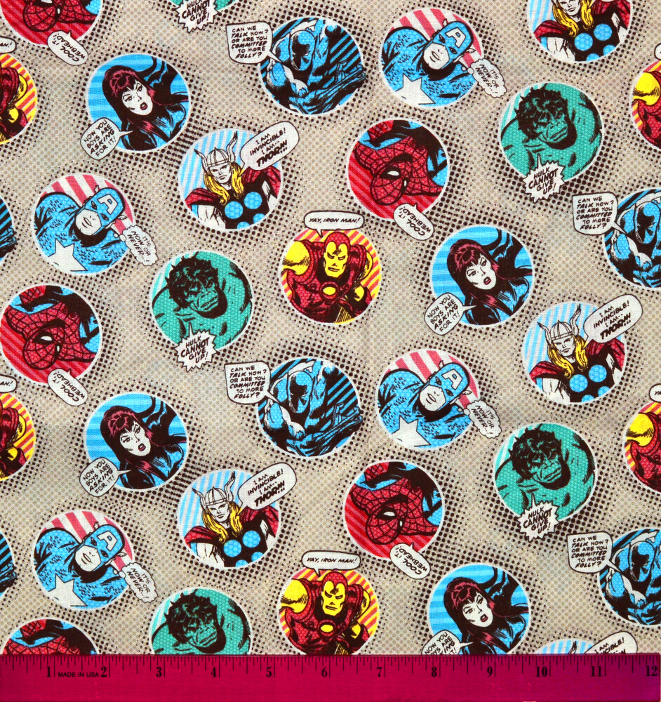 Marvel Avengers Fabric – HALF YARD – 100% Cotton Quilting Captain America Thor