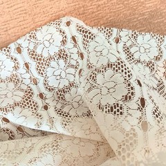 Single Piece Ivory Ecru Floral Print Lace Fabric 3 yards by 48 inches
