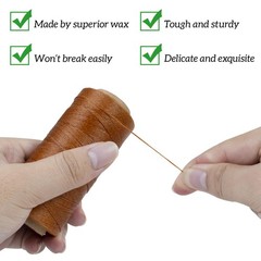 LEREATI 0.8mm Waxed Thread for Leather Sewing, 284 Yards, x 260m, Brown