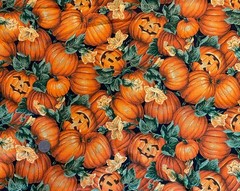 Cranston Vtg Style Halloween Pumpkin Patch Jack O Lantern Quilt Fabric OOP 1.5 Y