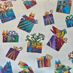 Lot Cotton Fabrics Laurel Burch Clothworks Christmas Boutiful Blessings 6 Prints