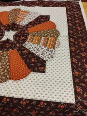 Vintage Cranston Browns/Oranges “Granny’s Trunk” Cotton Fabric Panel 17″x16.25″