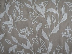 ZOFFANY CURTAIN FABRIC DESIGN “Leaf Trail” 3.7 METRES EMBROIDERED DESIGN LINEN