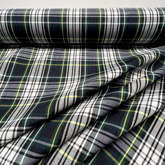 Green White Plaid Poplin P/C Uniform 5.5oz Fabric 61″ W Lot of 3 Yards for $15