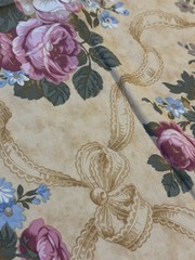 Bed Of Roses Fabric Floral Mauve Pink Green Gold Blue French Country 54″X 2 Yrd+